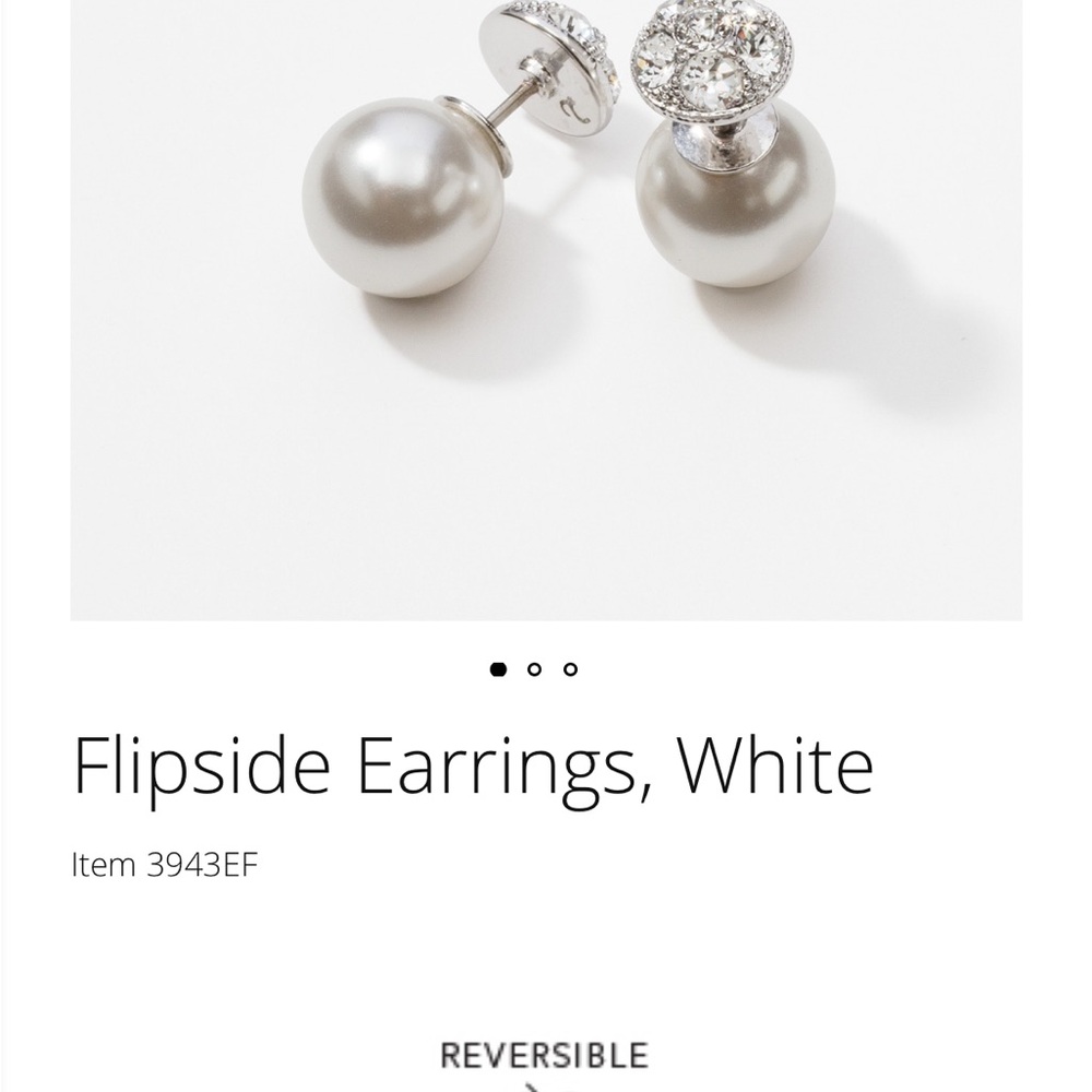 Touchstone Crystal White Flipside Earrings, Reversible.  Brand new.